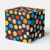 Farbenfrohe Polka Punkte auf dunklem Hintergrund Geschenkschachtel (Rückseite)