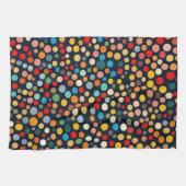 Farbenfrohe Polka Punkte auf dunklem Hintergrund Geschirrtuch (Horizontal)