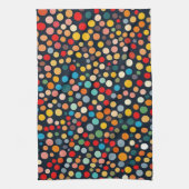Farbenfrohe Polka Punkte auf dunklem Hintergrund Geschirrtuch (Vertikal)