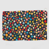 Farbenfrohe Polka Punkte auf dunklem Hintergrund Golfhandtuch (Horizontal)