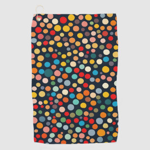 Farbenfrohe Polka Punkte auf dunklem Hintergrund Golfhandtuch