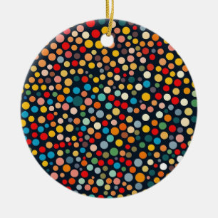 Farbenfrohe Polka Punkte auf dunklem Hintergrund Keramik Ornament