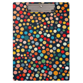 Farbenfrohe Polka Punkte auf dunklem Hintergrund Klemmbrett