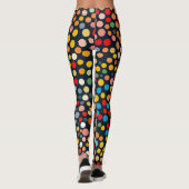Farbenfrohe Polka Punkte auf dunklem Hintergrund Leggings (Rückseite)