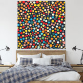 Farbenfrohe Polka Punkte auf dunklem Hintergrund Leinwanddruck (Insitu (Schlafzimmer))