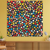 Farbenfrohe Polka Punkte auf dunklem Hintergrund Leinwanddruck (Insitu (Wohnzimmer))
