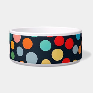 Farbenfrohe Polka Punkte auf dunklem Hintergrund Napf