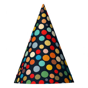 Farbenfrohe Polka Punkte auf dunklem Hintergrund Partyhütchen