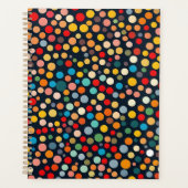 Farbenfrohe Polka Punkte auf dunklem Hintergrund Planer (Vorderseite)