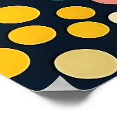 Farbenfrohe Polka Punkte auf dunklem Hintergrund Poster (Ecke)