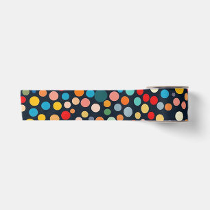 Farbenfrohe Polka Punkte auf dunklem Hintergrund Satinband