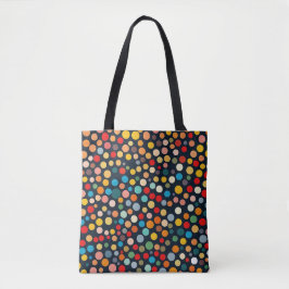 Farbenfrohe Polka Punkte auf dunklem Hintergrund Tasche