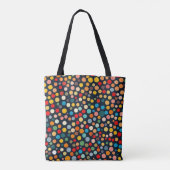 Farbenfrohe Polka Punkte auf dunklem Hintergrund Tasche (Rückseite)