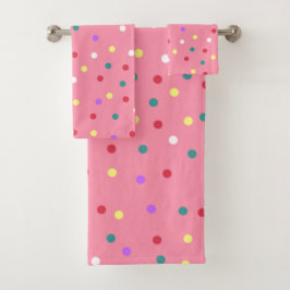 Farbenfrohe Polka Punkte auf Rosa Badhandtuch Set