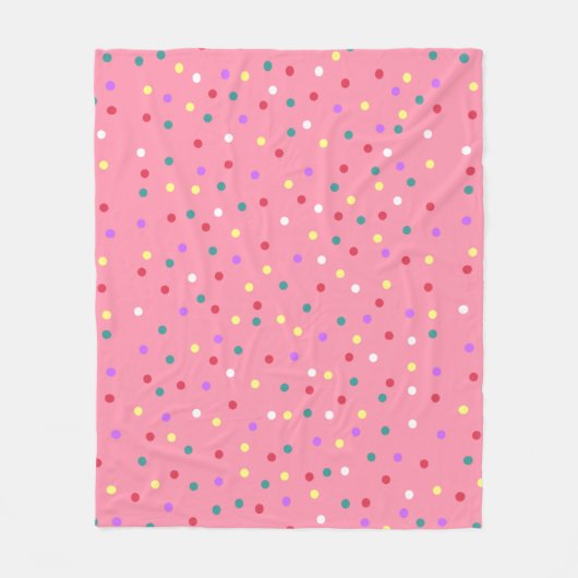 Farbenfrohe Polka Punkte auf Rosa Fleecedecke (Vorderseite)