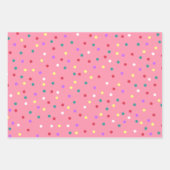 Farbenfrohe Polka Punkte auf Rosa Geschenkpapier Set (Vorderseite)