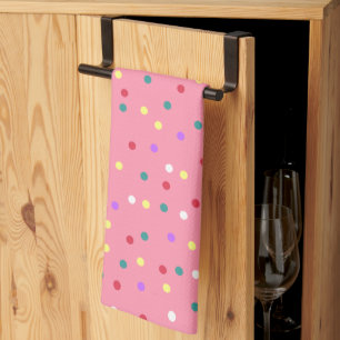 Farbenfrohe Polka Punkte auf Rosa Geschirrtuch