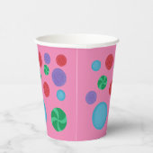 Farbenfrohe Polka-Punkte auf rosa Papiertüten Pappbecher (Rechts)