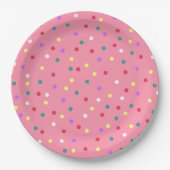 Farbenfrohe Polka Punkte auf Rosa Pappteller (Vorderseite)