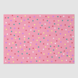 Farbenfrohe Polka Punkte auf Rosa Seidenpapier