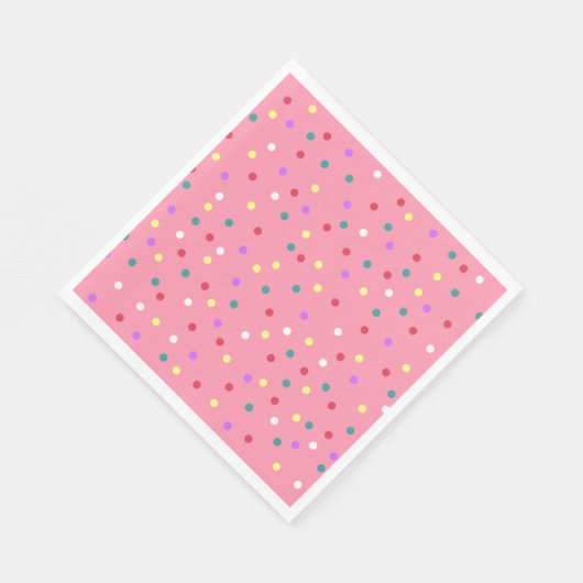 Farbenfrohe Polka Punkte auf Rosa Serviette (Ecke)