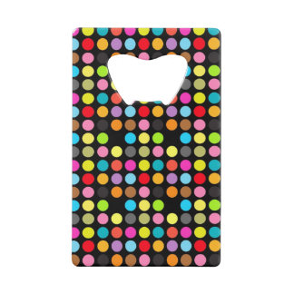 Farbenfrohe Polka Punkte auf schwarz Kreditkarten Flaschenöffner
