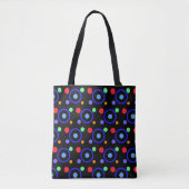 Farbenfrohe Polka Punkte auf schwarz Tasche (Vorderseite)