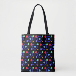 Farbenfrohe Polka Punkte auf schwarz Tasche