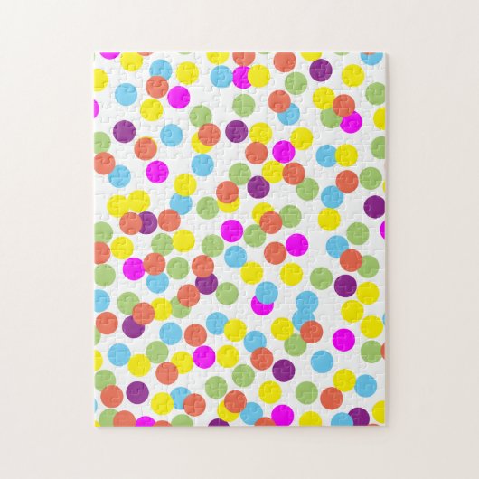 Farbenfrohe Polka-Punkte auf Weiß Puzzle (Vertikal)