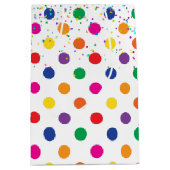 Farbenfrohe Polka Punkte mit Party Confetti Mittlere Geschenktüte (Vorderseite)