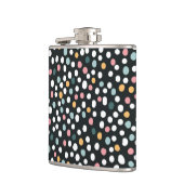 Farbenfrohe Polka-Punkte Pastellmuster Flachmann (Links)
