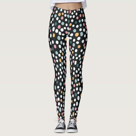 Farbenfrohe Polka-Punkte Pastellmuster Leggings (Vorderseite)