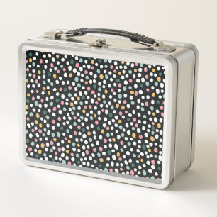 Farbenfrohe Polka-Punkte Pastellmuster Metall Brotdose