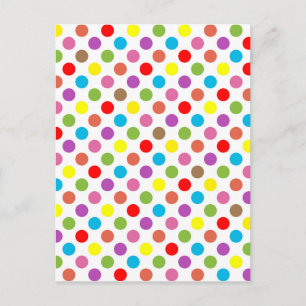 Farbenfrohe Polka-Punktmuster Postkarte
