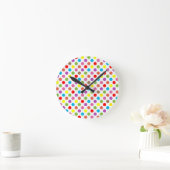 Farbenfrohe Polka-Punktmuster Runde Wanduhr (Zuhause)