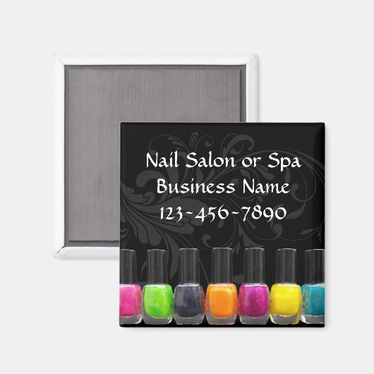 Farbenfrohe polnische Nagelflaschen, Nagelstudio Magnet (Vorderseite/Rückseite)