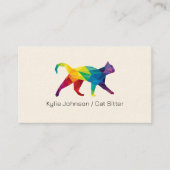 Farbenfrohe Polygonal Cat Illustration Cat Service Visitenkarte (Vorderseite)