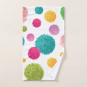 Farbenfrohe Pom Pom Print Badhandtuch Set (Handtuch)