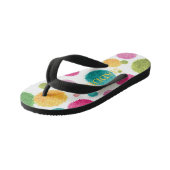 Farbenfrohe Pom Pom Print Personalisiert Kinderbadesandalen (Schrägansicht)