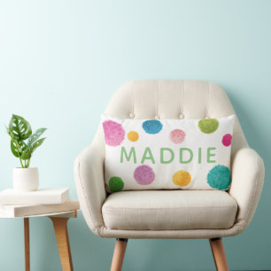 Farbenfrohe Pom Pom Print Personalisiert Lendenkissen