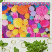 Farbenfrohe Pom Poms Küche Handtuch (Gefaltet)