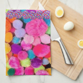 Farbenfrohe Pom Poms Küche Handtuch (Viertel Falte)