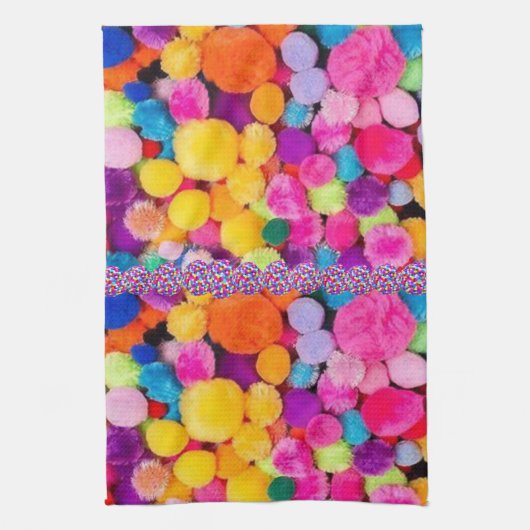 Farbenfrohe Pom Poms Küche Handtuch (Vertikal)