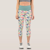 Farbenfrohe Pontoon Boote Gemusterte Boote Printwe Capri Leggings (Vorderseite)