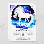 Farbenfrohe Pony Delight Geburtstag Einladung (Vorne/Hinten)