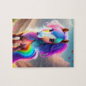 Farbenfrohe Pony mit Regenbogenfarben, Pony Puzzle (Horizontal)