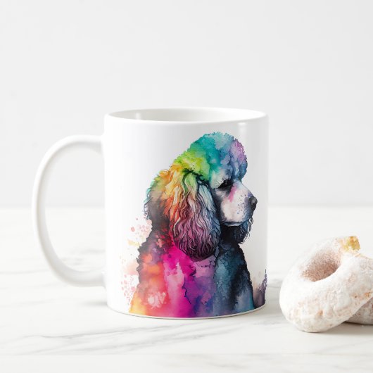Farbenfrohe Poodle Hund Kaffee Tasse, Cup Kaffeetasse (Mit Donut)