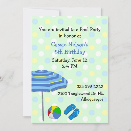 Farbenfrohe Pool Party Geburtstag Einladung (Vorderseite)