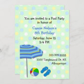 Farbenfrohe Pool Party Geburtstag Einladung (Vorne/Hinten)