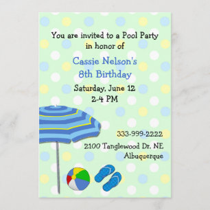 Farbenfrohe Pool Party Geburtstag Einladung